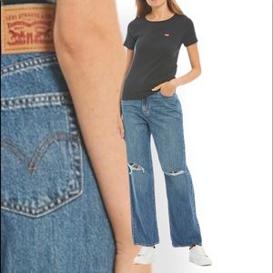 Levi's👖High Rise Destructed Wide Leg Jeans, Color: Medium Wash, Sz 28x29, NWT